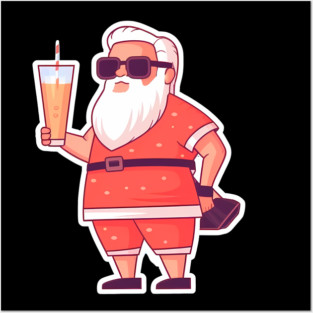 Funny Santa Tropical Christma Posters and Art