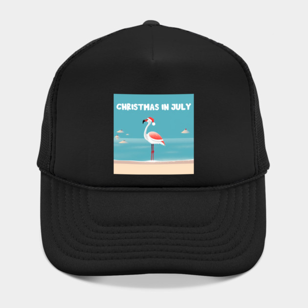 Xmas in July, Funny Flamingo Santa Tropical Christmas by logiamerch