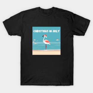 Xmas in July, Funny Flamingo Santa Tropical Christmas T-Shirt