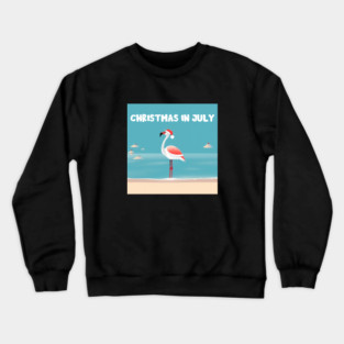 Xmas in July, Funny Flamingo Santa Tropical Christmas Crewneck Sweatshirt