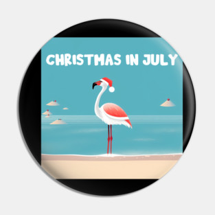 Xmas in July, Funny Flamingo Santa Tropical Christmas Pin