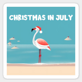 Xmas in July, Funny Flamingo Santa Tropical Christmas Magnet