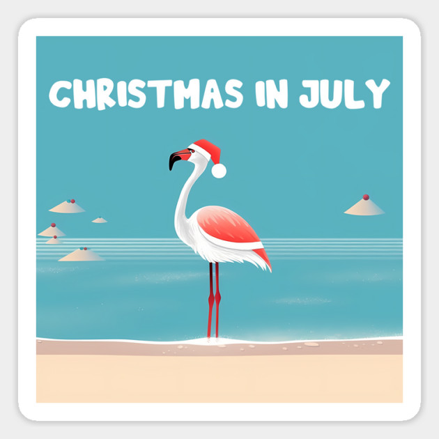Xmas in July, Funny Flamingo Santa Tropical Christmas Magnet by logiamerch
