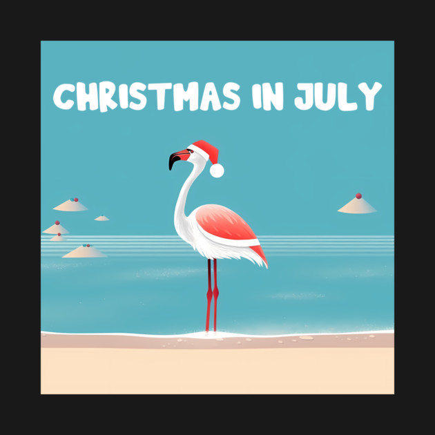 Xmas in July, Funny Flamingo Santa Tropical Christmas by logiamerch