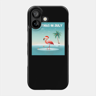 Xmas in July, Funny Flamingo Santa Tropical Christmas Phone Case