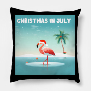 Xmas in July, Funny Flamingo Santa Tropical Christmas Pillow