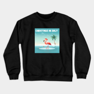 Xmas in July, Funny Flamingo Santa Tropical Christmas Crewneck Sweatshirt