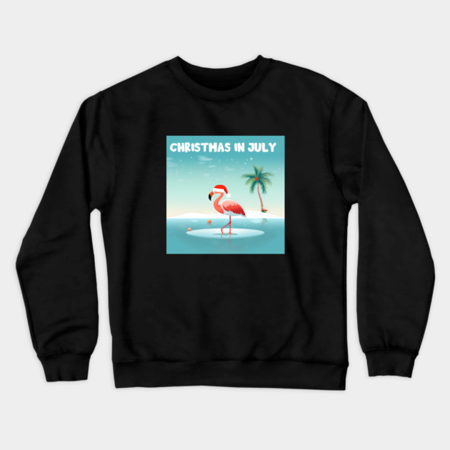 Xmas in July, Funny Flamingo Santa Tropical Christmas Crewneck Sweatshirt by logiamerch