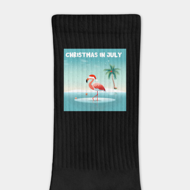 Xmas in July, Funny Flamingo Santa Tropical Christmas by logiamerch