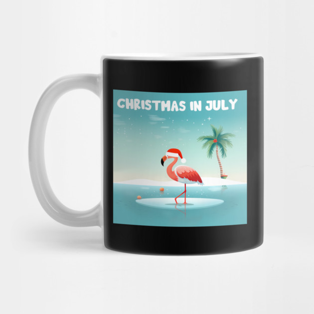 Xmas in July, Funny Flamingo Santa Tropical Christmas by logiamerch