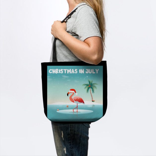 Xmas in July, Funny Flamingo Santa Tropical Christmas by logiamerch