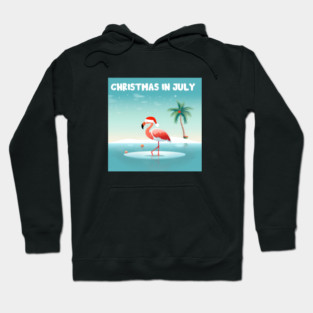 Xmas in July, Funny Flamingo Santa Tropical Christmas Hoodie
