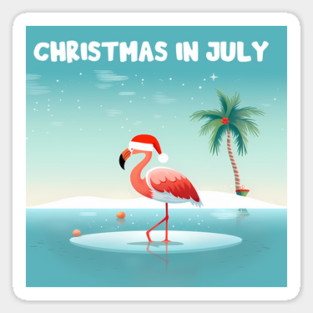 Xmas in July, Funny Flamingo Santa Tropical Christmas Magnet