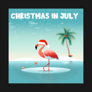 Xmas in July, Funny Flamingo Santa Tropical Christmas T-Shirt