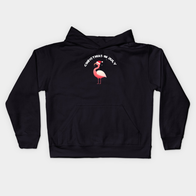 Xmas in July, Funny Flamingo Santa Tropical Christmas Kids Hoodie by logiamerch