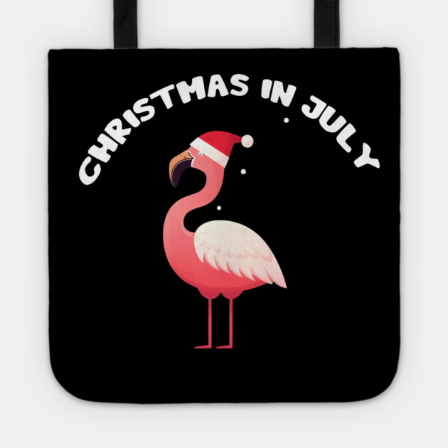 Xmas in July, Funny Flamingo Santa Tropical Christmas Tote by logiamerch