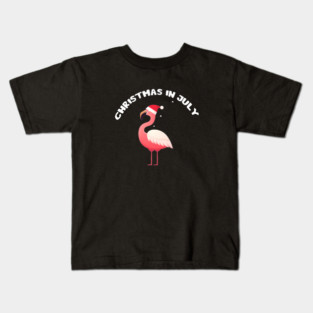 Xmas in July, Funny Flamingo Santa Tropical Christmas Kids T-Shirt