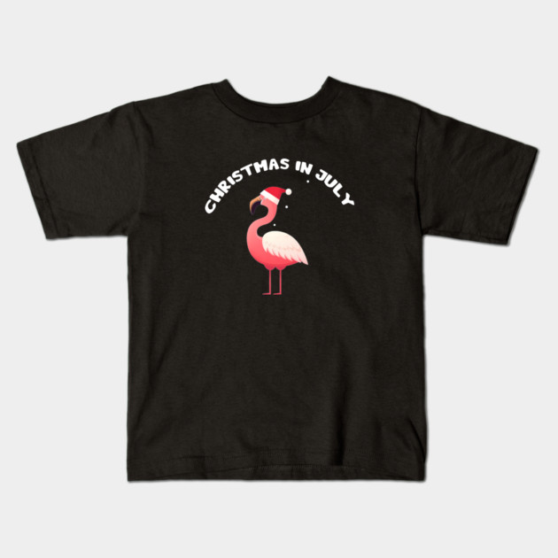 Xmas in July, Funny Flamingo Santa Tropical Christmas Kids T-Shirt by logiamerch