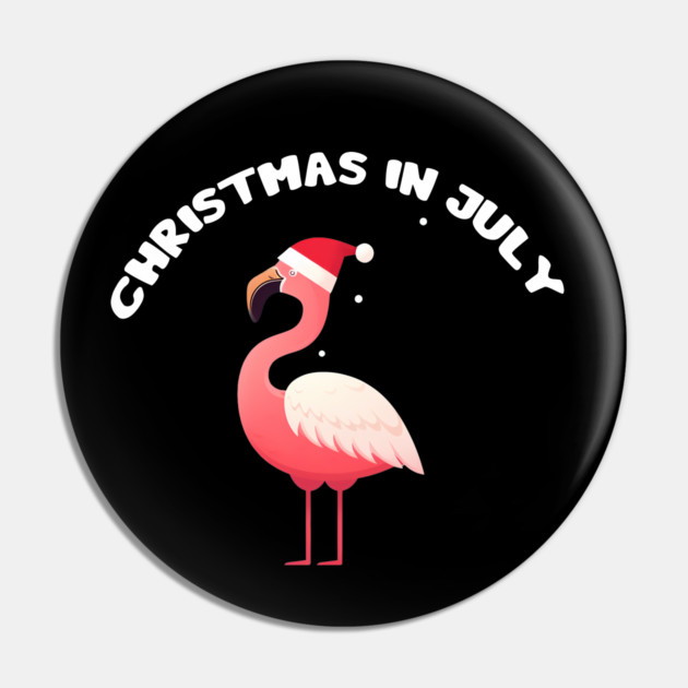 Xmas in July, Funny Flamingo Santa Tropical Christmas Pin by logiamerch