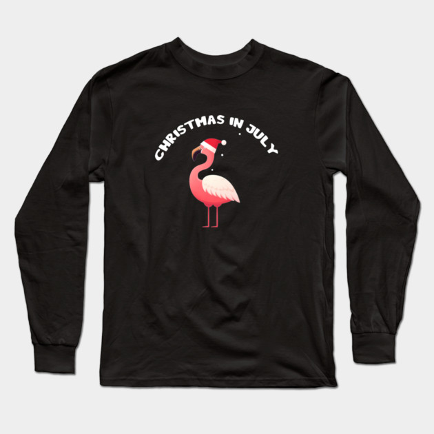 Xmas in July, Funny Flamingo Santa Tropical Christmas Long Sleeve T-Shirt by logiamerch