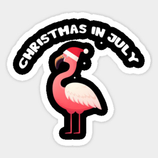 Xmas in July, Funny Flamingo Santa Tropical Christmas Sticker
