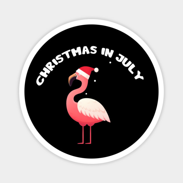 Xmas in July, Funny Flamingo Santa Tropical Christmas Magnet by logiamerch