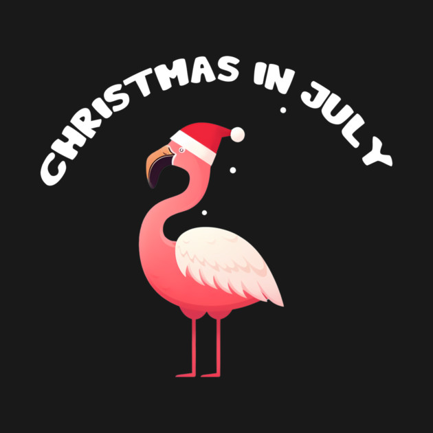 Xmas in July, Funny Flamingo Santa Tropical Christmas by logiamerch
