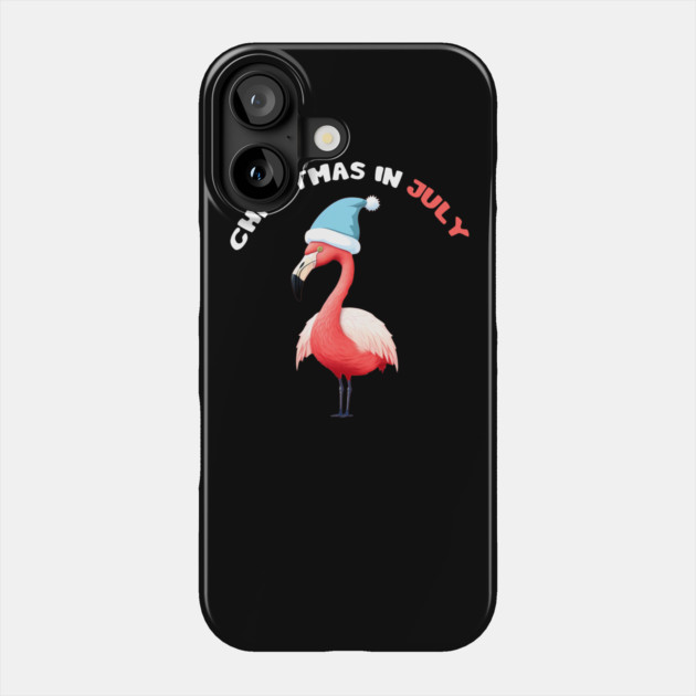 Xmas in July, Funny Flamingo Santa Tropical Christmas Phone Case by logiamerch