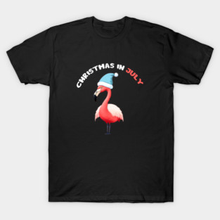 Xmas in July, Funny Flamingo Santa Tropical Christmas T-Shirt
