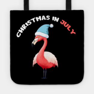 Xmas in July, Funny Flamingo Santa Tropical Christmas Tote