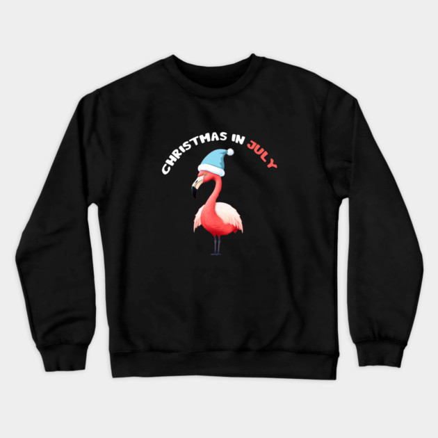 Xmas in July, Funny Flamingo Santa Tropical Christmas Crewneck Sweatshirt by logiamerch
