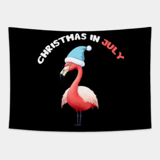 Xmas in July, Funny Flamingo Santa Tropical Christmas Tapestry