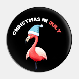 Xmas in July, Funny Flamingo Santa Tropical Christmas Pin