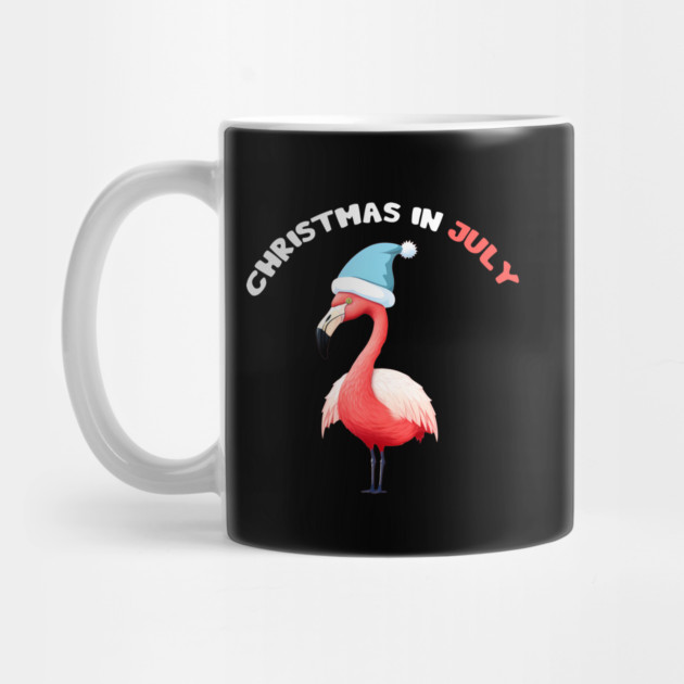 Xmas in July, Funny Flamingo Santa Tropical Christmas by logiamerch