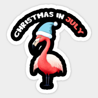 Xmas in July, Funny Flamingo Santa Tropical Christmas Sticker
