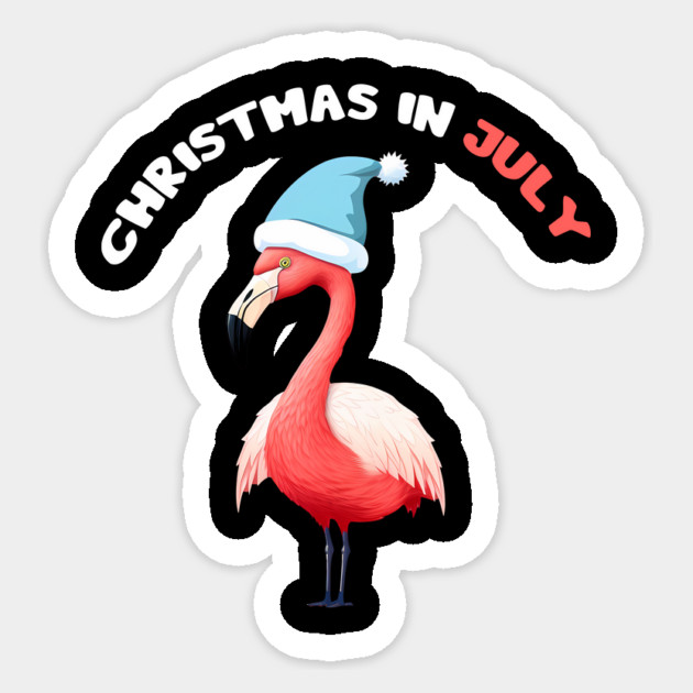 Xmas in July, Funny Flamingo Santa Tropical Christmas Sticker by logiamerch