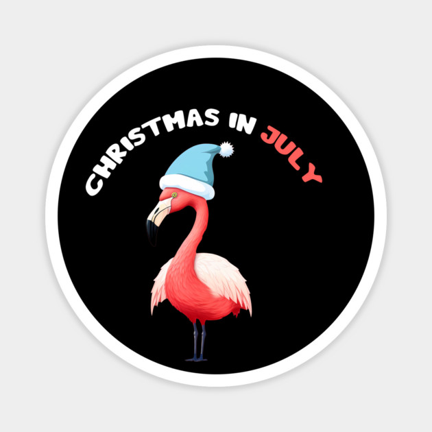 Xmas in July, Funny Flamingo Santa Tropical Christmas Magnet by logiamerch
