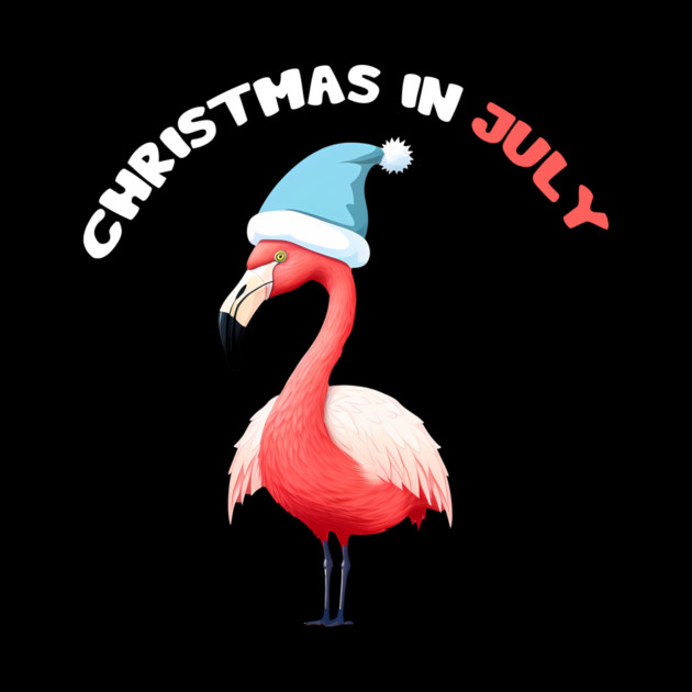 Xmas in July, Funny Flamingo Santa Tropical Christmas by logiamerch