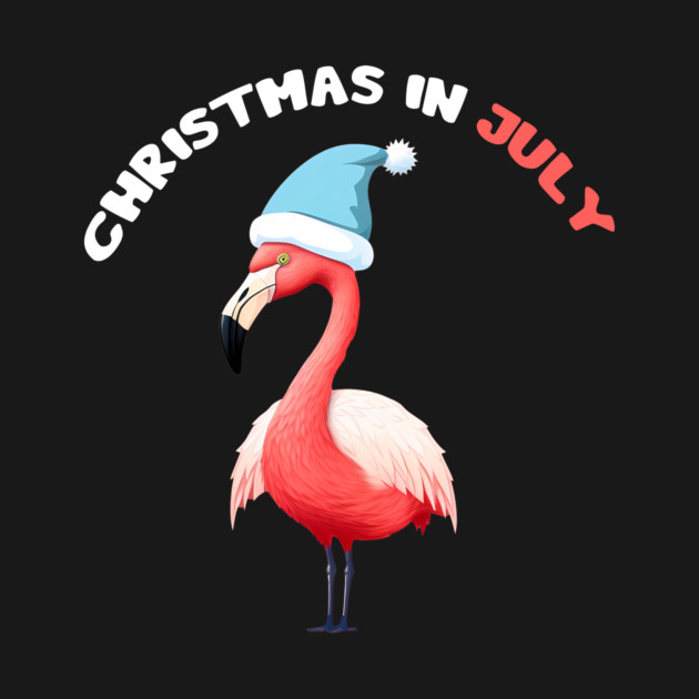 Xmas in July, Funny Flamingo Santa Tropical Christmas by logiamerch