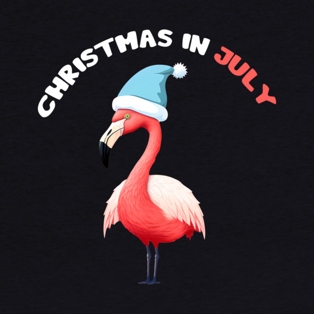 Xmas in July, Funny Flamingo Santa Tropical Christmas by logiamerch