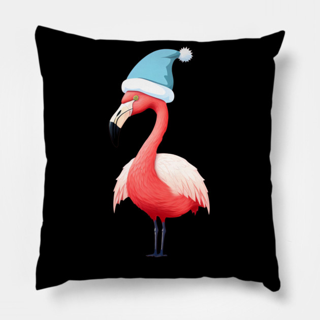 Funny Flamingo Santa Tropical Christmas Pillow by logiamerch
