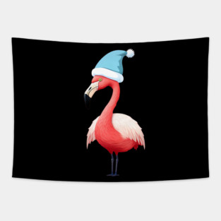 Funny Flamingo Santa Tropical Christmas Tapestry
