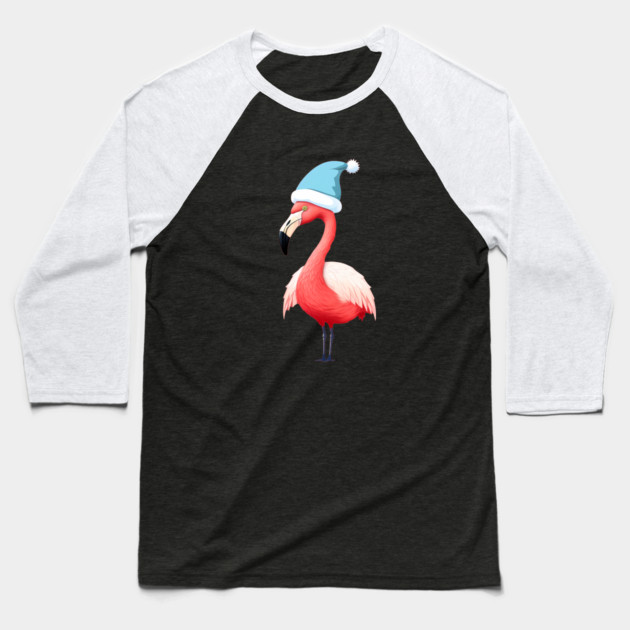 Funny Flamingo Santa Tropical Christmas Baseball T-Shirt by logiamerch