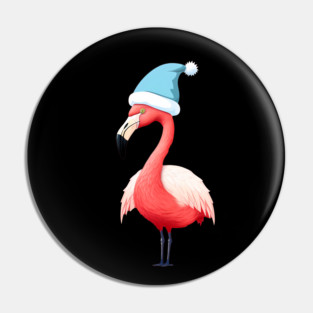 Funny Flamingo Santa Tropical Christmas Pin
