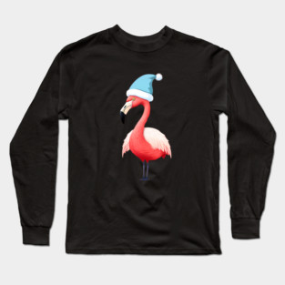 Funny Flamingo Santa Tropical Christmas Long Sleeve T-Shirt
