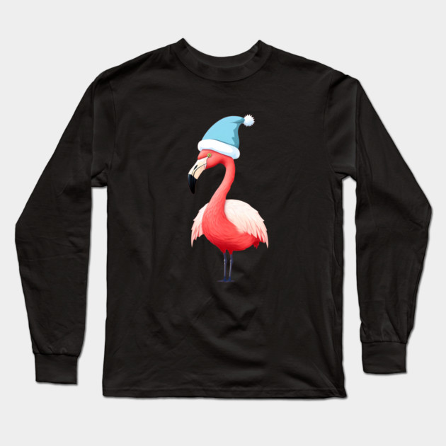 Funny Flamingo Santa Tropical Christmas Long Sleeve T-Shirt by logiamerch