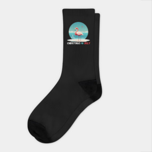 Xmas in July, Funny Flamingo Santa Tropical Christmas Socks
