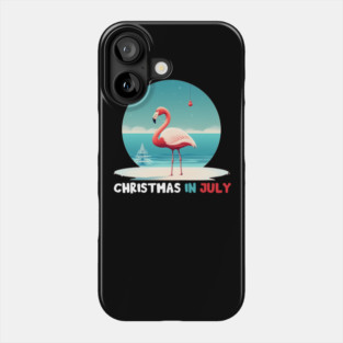 Xmas in July, Funny Flamingo Santa Tropical Christmas Phone Case