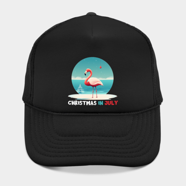 Xmas in July, Funny Flamingo Santa Tropical Christmas by logiamerch