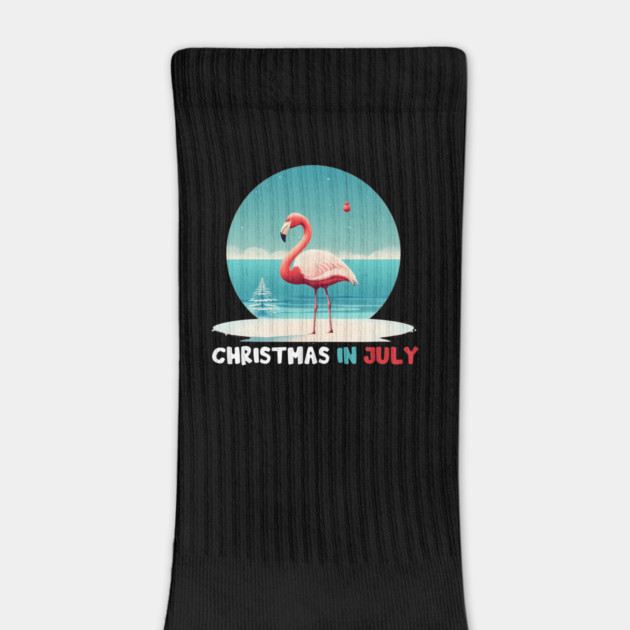 Xmas in July, Funny Flamingo Santa Tropical Christmas by logiamerch